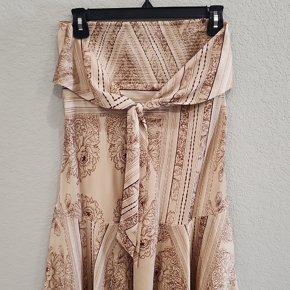 Free People Cream Brown Patchwork Patterned Strap… - image 6